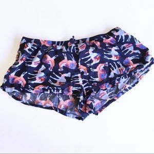 Aerie Sleep Shorts in Navy Blue Camel Print XL